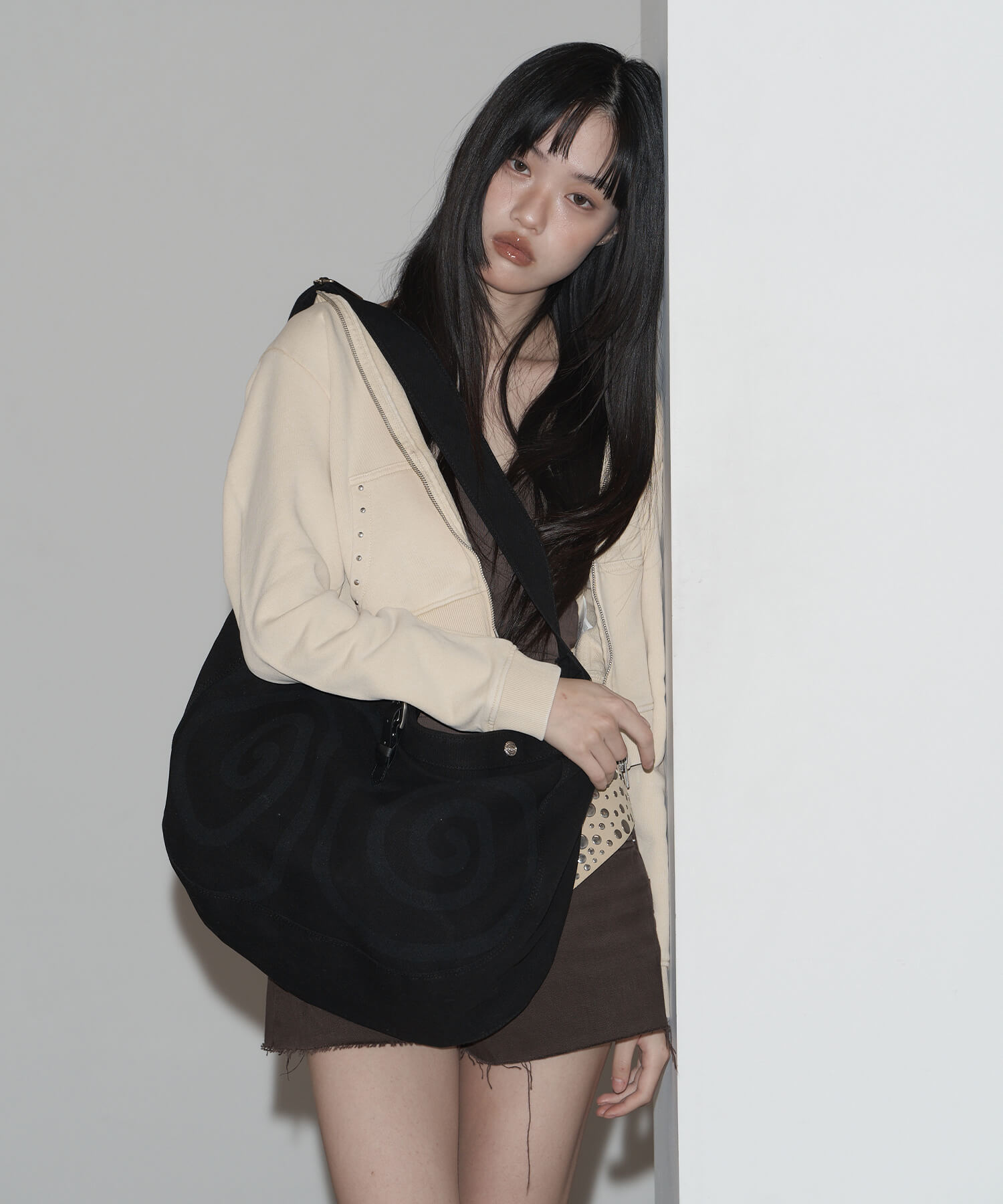 SPIRAL CANVAS CROSS BAG BLACK - 4 COLORS BLACK