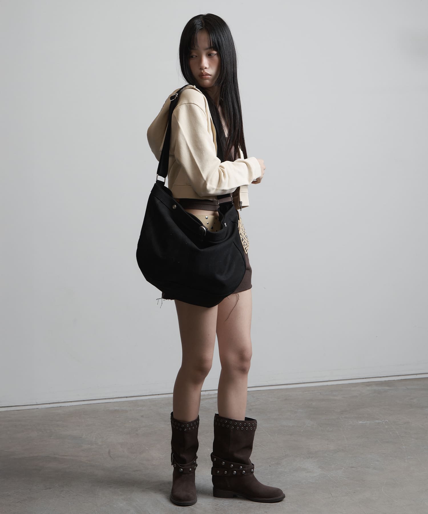 SPIRAL CANVAS CROSS BAG BLACK - 4 COLORS BLACK