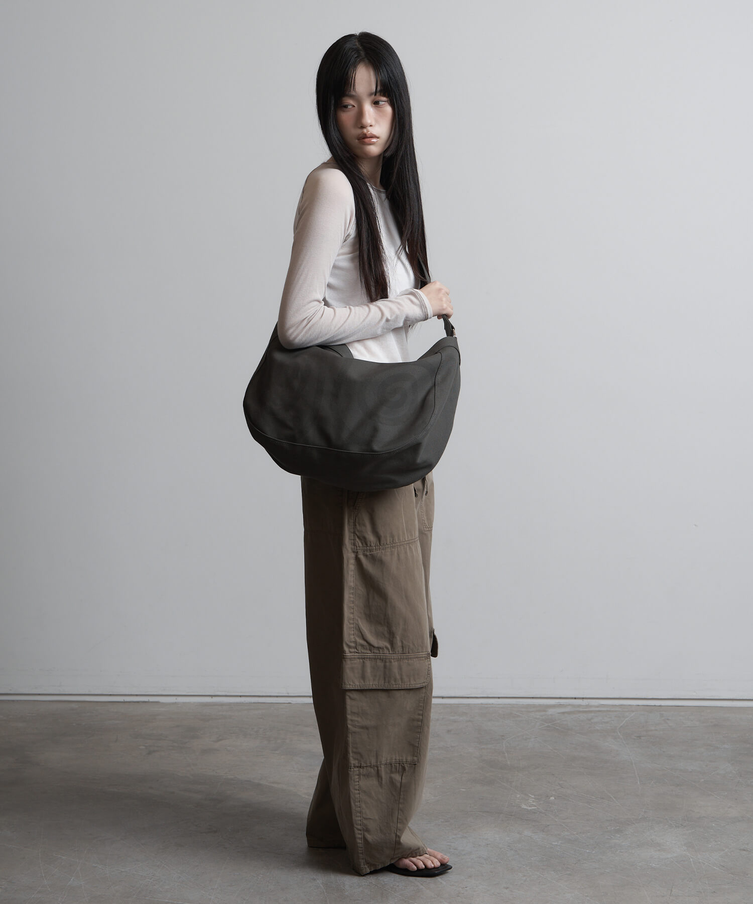 SPIRAL CANVAS CROSS BAG BLACK - 4 COLORS KHAKI